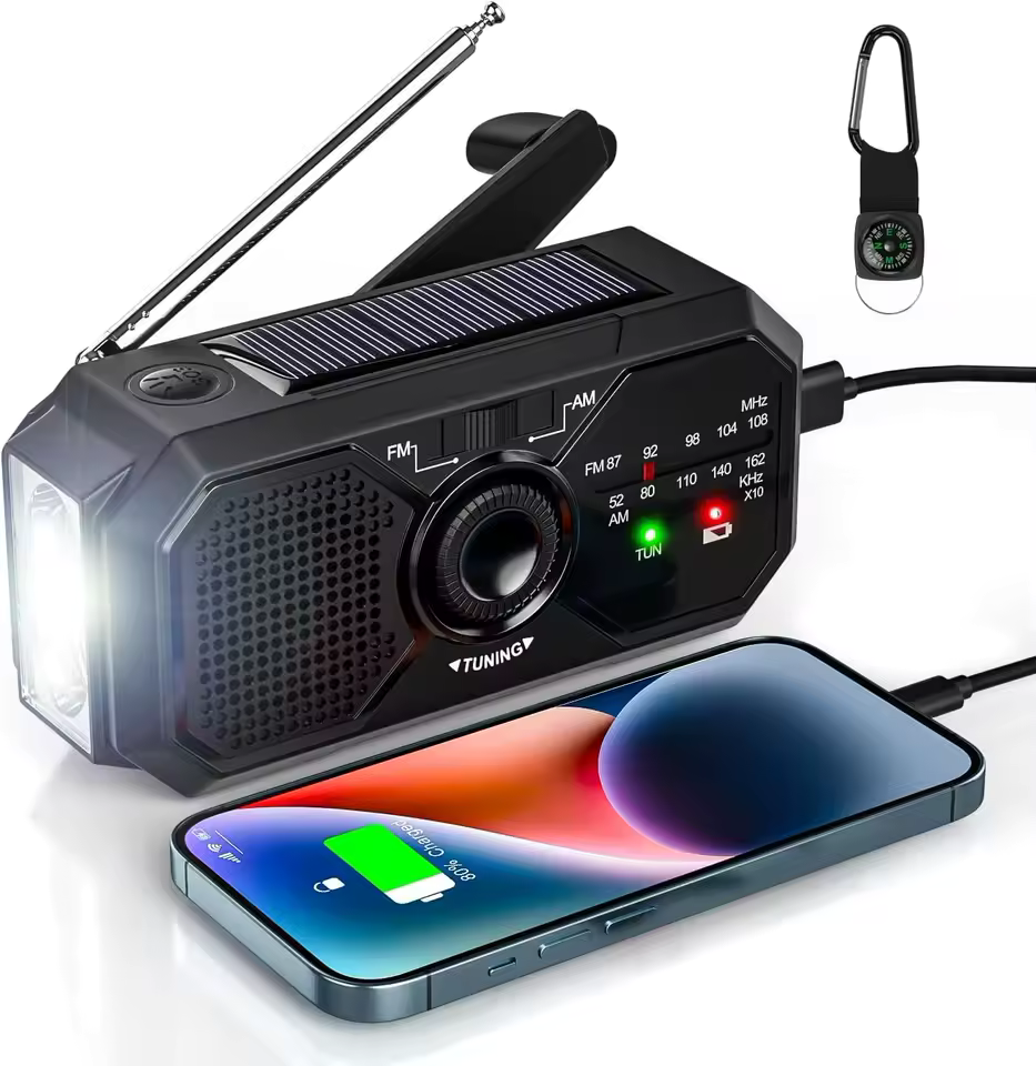 Radio de Emergencia con manivela Solar